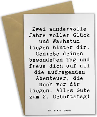 Produktbild von Mr. & Mrs. Panda babykarte Spruch 2. Geburtstag - Weiß - Geschenk, genesungskarte, einladungskarten, Happy Birthday, weihnachtskarten, Alter, Geburtstagsdeko, osterkarten