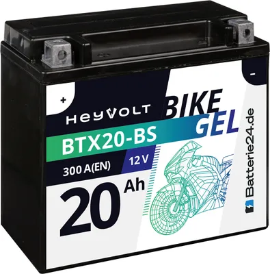 Produktbild von HeyVolt Motorradbatterie GEL 82001 BTX20-BS ersetzt YTX20-BS 12V 20Ah