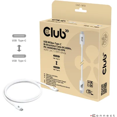 Immagine prodotto di Club 3D CAC-1572 Club3D Kabel USB-C 80Gbps zertifi. PD240W/8K240Hz 1,2m weiß retail