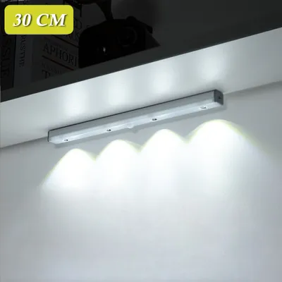 Produktbild von LED Bewegungssensor Unter Schranklicht Wiederaufladbar für Küche Schlafzimmer Schrank Kleiderschrank Treppe Korridor (Weiß 30CM)