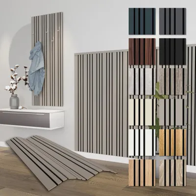 Produktbild von HEXIM Akustikpaneele 6 Stück 138,5x60cm Holz Mila - flexible Holzpaneele Platten Wandpaneele Wanddeko Wand Kombipaneel Wandverkleidung Schalldämmung Akustikfilz grau (4.98m² Sandgrey)