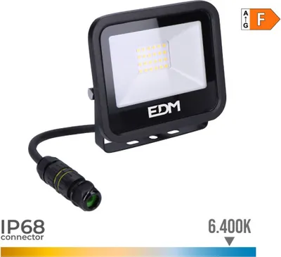 Image de Projecteur Led Edm 20w Noir éclairage Puissant 6400k Pour Extérieur - Edm