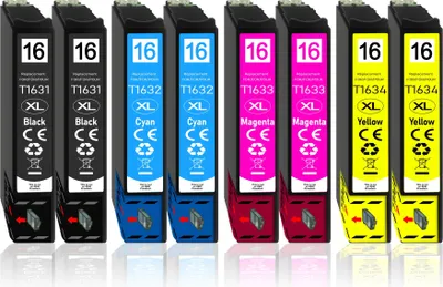 Produktbild von 8er Sparpack ersetzt Epson 16XL (16) Druckerpatronen