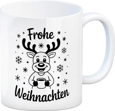 Produktbild von Frohe Weihnachten Cartoon Rentier Kaffeebecher