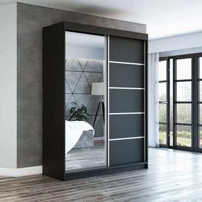 Schwebetürenschrank Kleiderschrank GAP 120 cm Schrank Garderobe Spiegel.Verschiedene Farben (Weiß, Schwarz, Somona). Möbel vom Hersteller!
