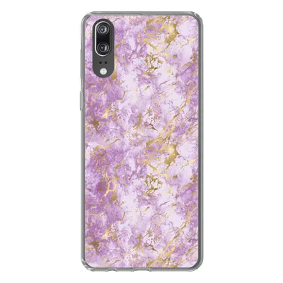 Produktbild von MuchoWow® Handyhülle Schutzhülle Hülle für Huawei P20 Gold - Marmor - Muster - Lila Silikon Softcase Handy Hülle - Hardcover