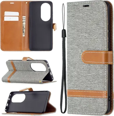 Produktbild von König Design Hülle kompatibel mit Huawei P50 Pro Kunstleder Handyhülle - Handy Case Grau