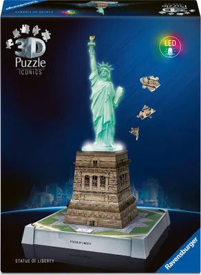 Produktbild von Ravensburger 3D Puzzle Iconics: 12008027 Freiheitsstatue - mit Licht - Das berühmte New Yorker Wahrzeichen als detailget