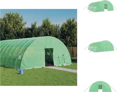 Produktbild von vidaXL Gewächshaus mit Stahlrahmen Grün 48 m² 8x6x2,85 m -  Gewächshäuser