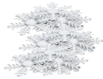 Produktbild von 1 Packung Schneeflocken Dekoration Vliesstoff Weihnachtsdekoration Schnee Pailletten Silber 6cm