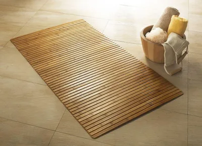 Image de Kleine Wolke Tapis de bain Bambus 60 x 115 cm Marron