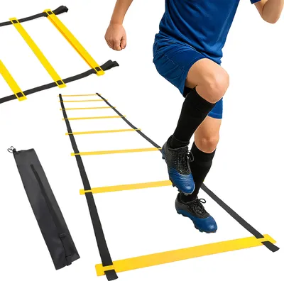 Produktbild von Outtec® Trainingsleiter, Koordinationsleiter, Fitnessleiter, Behendigheidsladder - 4 m - 8 Sprossen - mit Tasche - für Fußball, Hockey, Fußballtraining