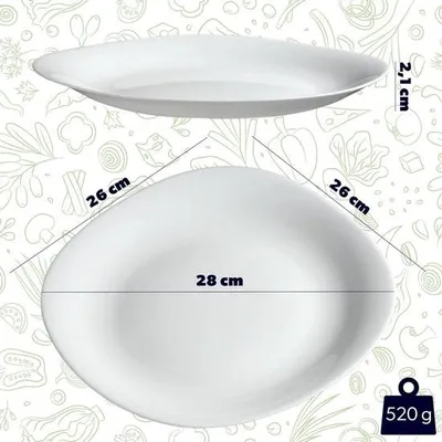 Zdjęcie produktu dla Białe płaskie talerze, można myć w zmywarce - Talerze, talerze obiadowe ze szkła hartowanego, nowoczesna zastawa stołowa do domu i restauracji - Biały, 6 sztuk - KADAX
