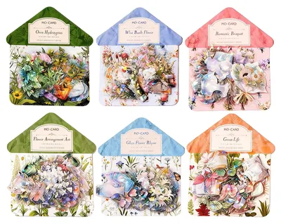 6 Blumendesigns Aufkleber, Vintage-Stil, pastellfarben, selbstklebend
