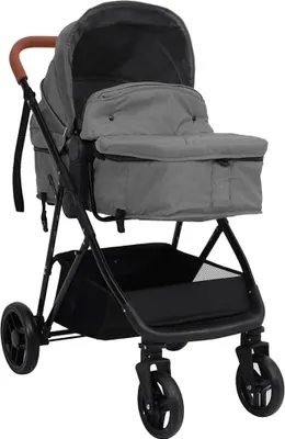 Produktbild von vidaXL 2-in-1 Kinderwagen Hellgrau und Schwarz Stahl