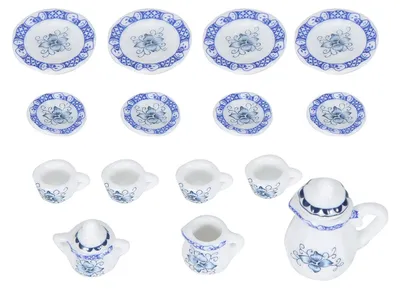 Obrázok produktu pre 1:12 Kuchyňa pre bábiky miniatúrna 15ks porcelánová kvetinová šálka sada dekorácie (#1)