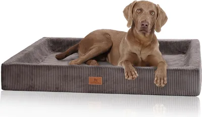 Produktbild von Knuffelwuff orthopädisches Hundebett aus Cord mit Handwebcharakter Santiago XXL 120 x 100cm Braungrau