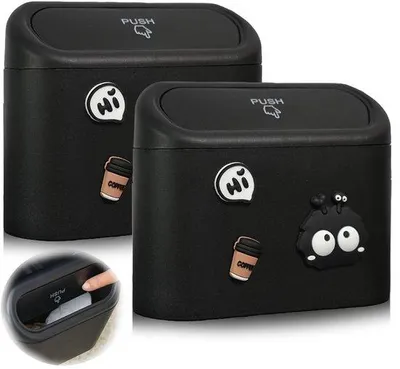 Produktbild von Mülleimer, 2 Stück - Automatischer Mülleimer mit Deckel - Wasserdichter Mülleimer - Mülleimer für das Auto - Organizer - 13,5 x 16 x 6,5 cm - Mülleimer für das Auto
