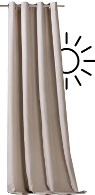 Produktbild von Heimtexland ® Verdunkelungsvorhang Ösenschal Gardine Blackout beschichtet Vorhang Leinen Optik strukturiert blickdicht verdunkelnd isolierend HxB 245x135 Typ890 beige