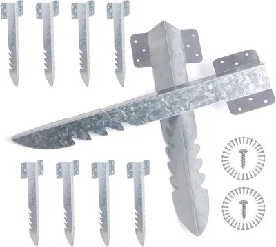 Produktbild von Set 10 Spurhalterungen 41,5cm – robuste Holzpfähle mit Anker für Gartenanlage, Rasen und Auffahrt