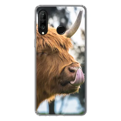 Produktbild von MuchoWow® Handyhülle Schutzhülle Hülle für Huawei P30 Lite Schottischer Highlander - Nase - Baum Silikon Softcase Handy Hülle - Handyhülle
