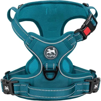 Obrázok produktu pre Postroj pre psa bez ťahania, reflexný, polstrovaný, nastaviteľný, s ovládačkou, farba: tmavomodrá (Tumalo Teal), veľkosť: XL