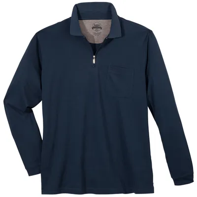 Produktbild von Hajo Langarm-Poloshirt Übergröße marine melange