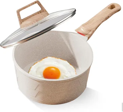 Produktbild von Stielkasserolle 16 cm mit Deckel Induktion Antihaft spülmaschinenfest – Ideal für Kochen. Suppe und Familienküche