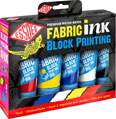Produktbild von Essdee Textilfarbe Set Blockdruck Primärfarben 5 Tuben 100ml
