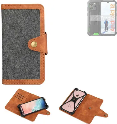 Produktbild von K-S-Trade Schutzhülle Handyhülle kompatibel mit Blackview BV5300 Filz Hülle Kunst-Leder dunkelgrau braun (1x)