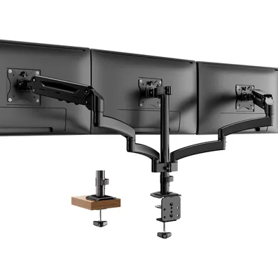 Produktbild von Monitorhalterung für 3 Monitore, 17–27 Zoll, VESA 75/100, ±35° neigbar, ±90° schwenkbar, 360° drehbar
