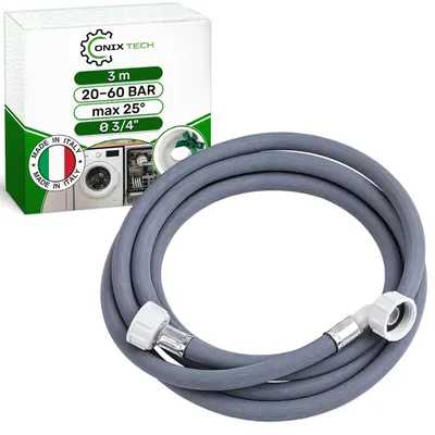 Waschmaschinenschlauch 3 m, 3/4", 20–60 bar, bis 25 °C, inkl. PTFE-Band