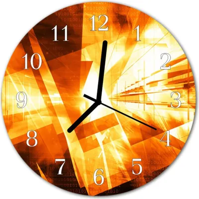 Produktbild von Glasuhr Wanduhr Küchenuhr Echt-Glas 30fi cm Abstraktes orange