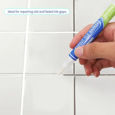 Zdjęcie produktu dla BIGTHUMB Pióro do fug na bazie wody Pióro do fug do płytek Renowacja Marker do naprawy linii szczelin płytek z wymienną końcówką Wodoodporny do łazienki Kuchnia Salon Balkon Podłoga Przywróć
