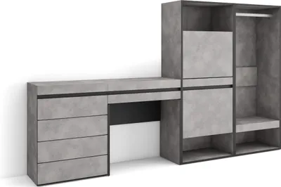 Produktbild von Schuhregal, Schuhschrank, 247x35x145 cm, Für Schlafzimmer, Offener Kleiderschrank, Kommode mit Schubladen, Schminktisch, Zementgrau