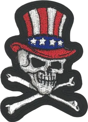 Produktbild von Totenkopf-Totenkopf-Emblem-Aufnäher aus den USA zum Aufbügeln