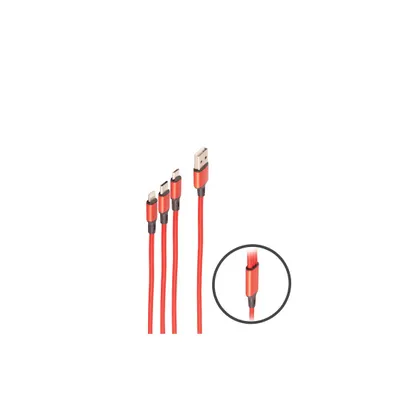 Produktbild von USB 3in1 Ladekabel A Stecker auf USB Micro B + USB Typ C + 8-pin Stecker, rot, 1,2m
