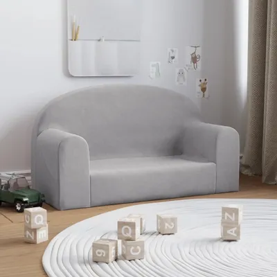 Produktbild von "im Angebot" Kindersofa 2-Sitzer Hellgrau Weich Plüsch - Kindersofas CC16402