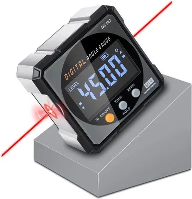 Zdjęcie produktu dla Cyfrowy kątomierz, 4-stronny magnetyczny poziomica z laserem, precyzyjny przyrząd pomiarowy z podświetleniem LED do obróbki drewna