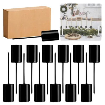 Produktbild von Stabkerzenhalter 12 Stück: Metall Schwarz für Stabkerzen <25 mm, DIY Tischkerzen, Adventskranz Dekoration