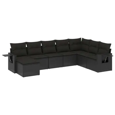 Produktbild von vidaXL 8-tlg. Garten-Sofagarnitur mit Kissen Schwarz Poly Rattan