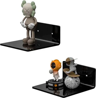 Image de Petites étagères murales noires de 15 cm