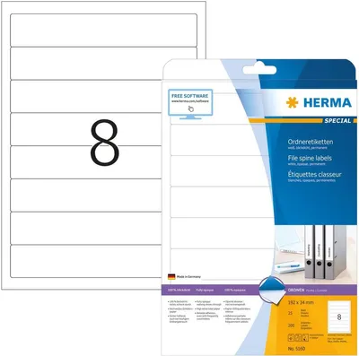 Produktbild von Ordneretiketten weiß 192x34mm Special A4 VE=32x200 Stück