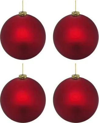 Produktbild von 4x Weihnachtskugeln Christbaumkugeln aus Kunststoff rot matt Ø10cm