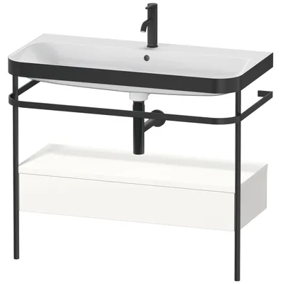 Produktbild von Waschtischunterbau HAPPY D.2 PLUS 975x490mm m Metallkon e HL we supermatt ein Hahnloch weiß supermatt