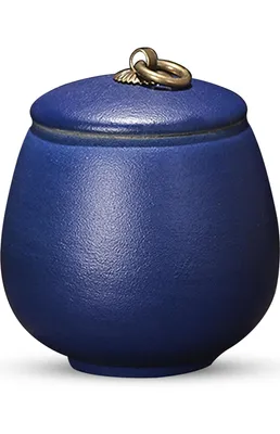 Obrázek produktu pro Luxe Mini Urna 170 ML z keramiky - Matná modrá - Na lidský nebo zvířecí popel - Dekorativní popelník
