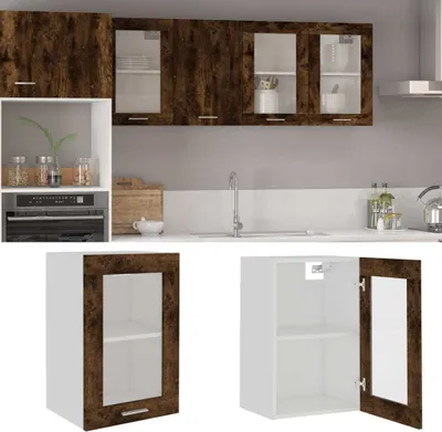 Produktbild von The Living Store Hängeschrank Glas Räuchereiche 40x31x60 cm Holzwerkstoff