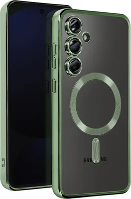 Zdjęcie produktu dla Avizar, silikonowe etui MagSafe do Samsung S24 FE z chromowaną ramką, ciemnozielone