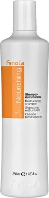A white bottle of Fanola Nourishing Restructuring Shampoo.