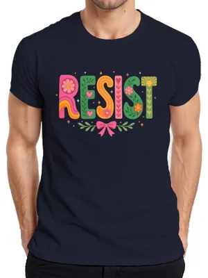 Produktbild von RESIST Groovy Retro Blumen Hippie Feminismus Statement Sarkasmus Herren T-Shirt, Navy, 3XL